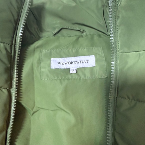 WeWoreWhat Olive Green Puffer Jacket or Vest Removable Sleeves XS NWOT - Picture 4 of 10